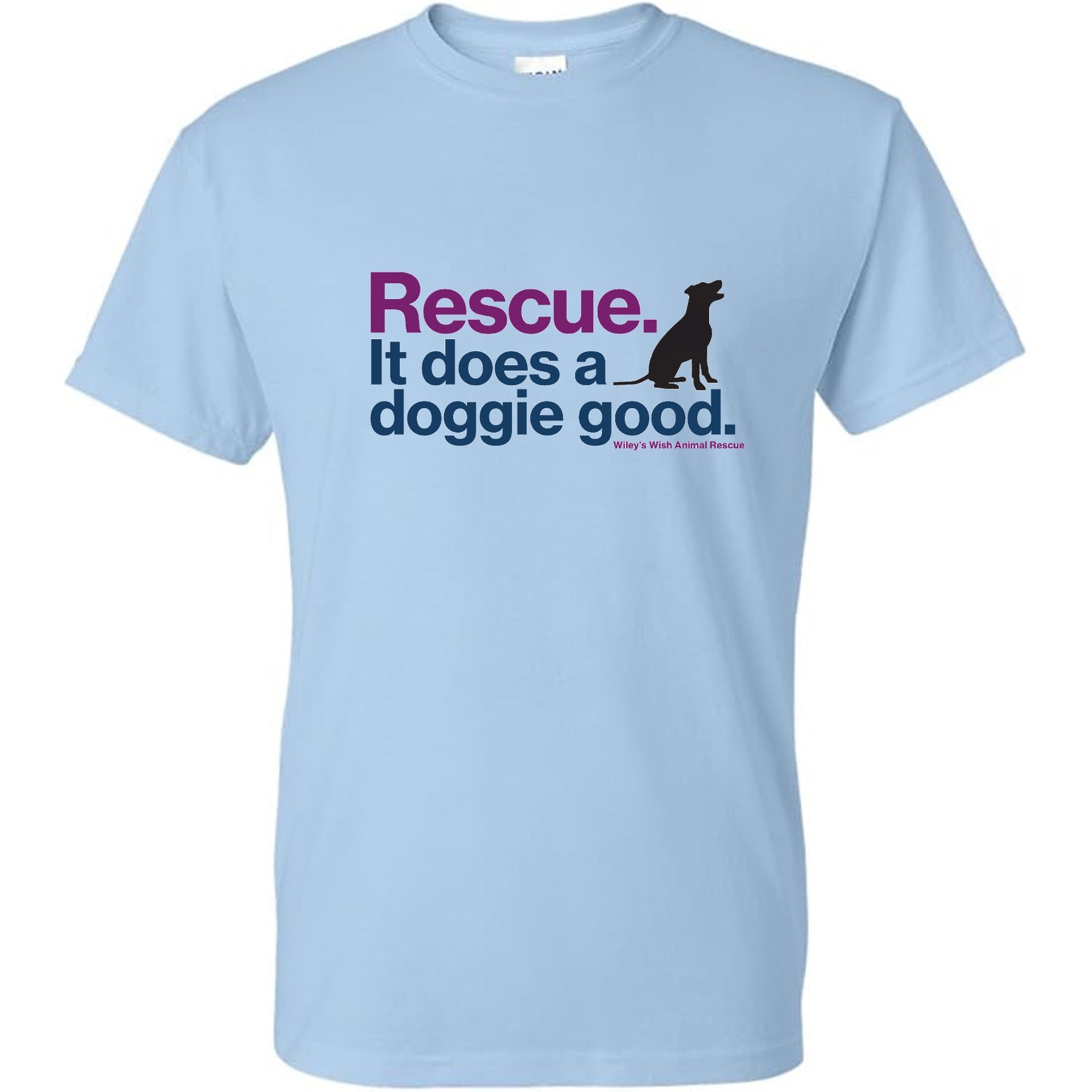 Rescue. It Does a Doggy Good Short Sleeve T-Shirt | Blue